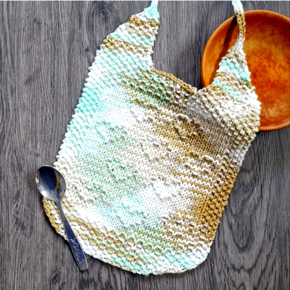 Handknit Cotton Hearts Bib
